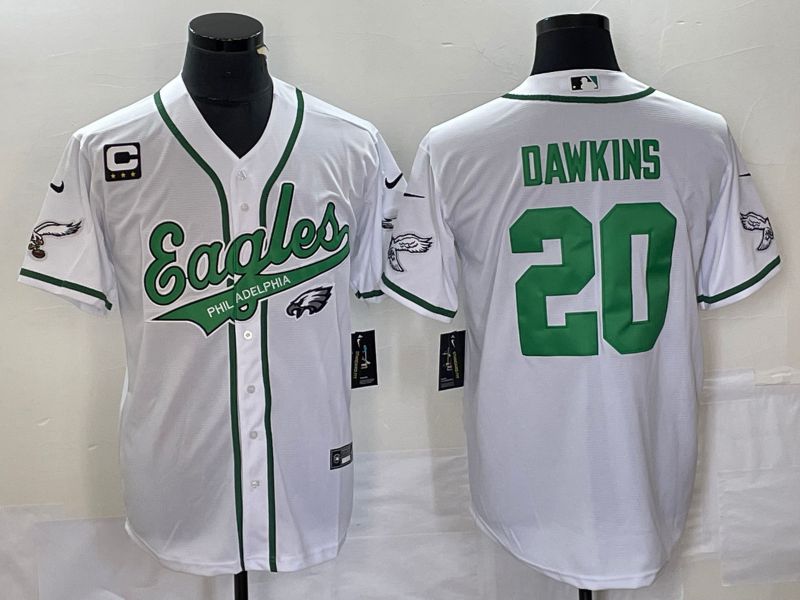 Men Philadelphia Eagles #20 Dawkins White Co Branding Game NFL Jersey style 8